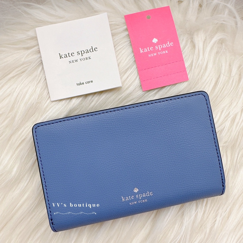 NWT Kate Spade Adel Medium Bifold Wallet Blueberry Cobbler WLRU6082 RARE FIND - Picture 2 of 8